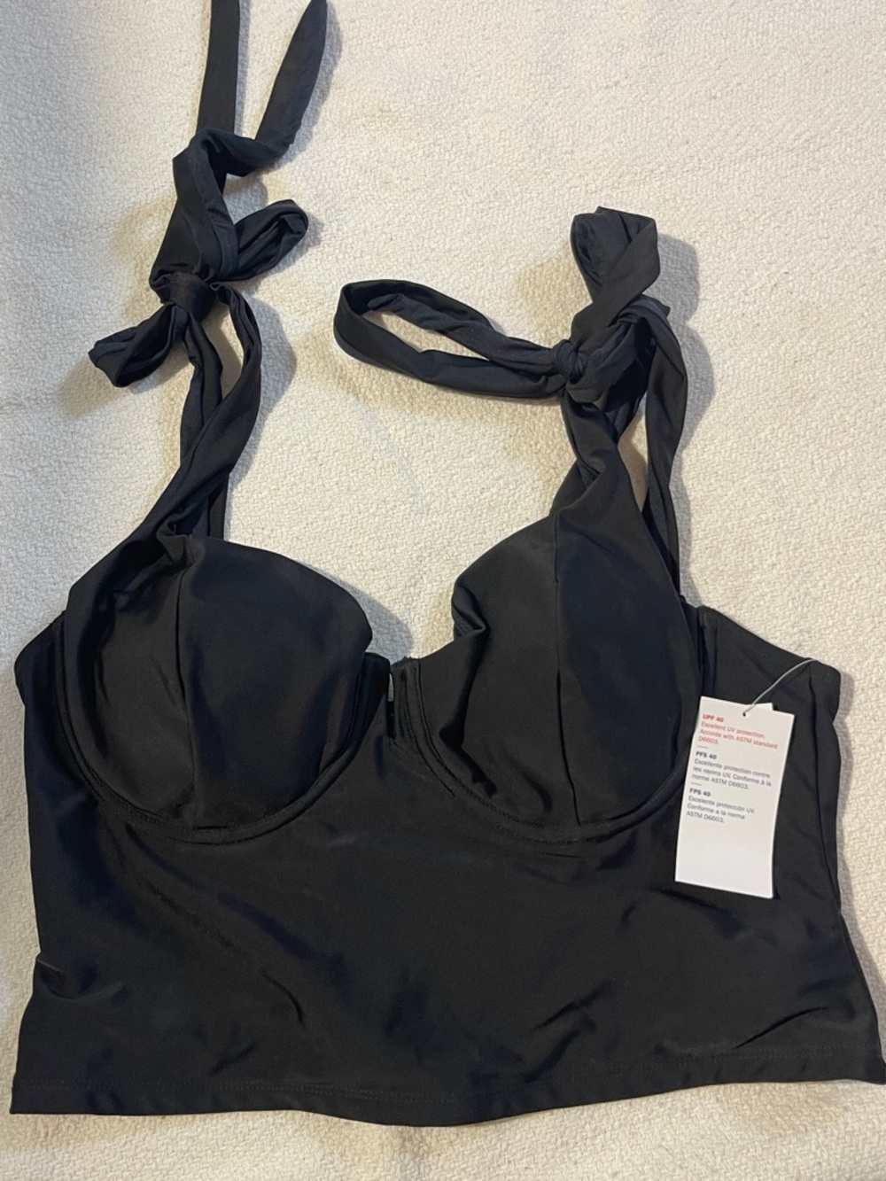 Old Navy Black Tie-Shoulder Longline Bikini Top